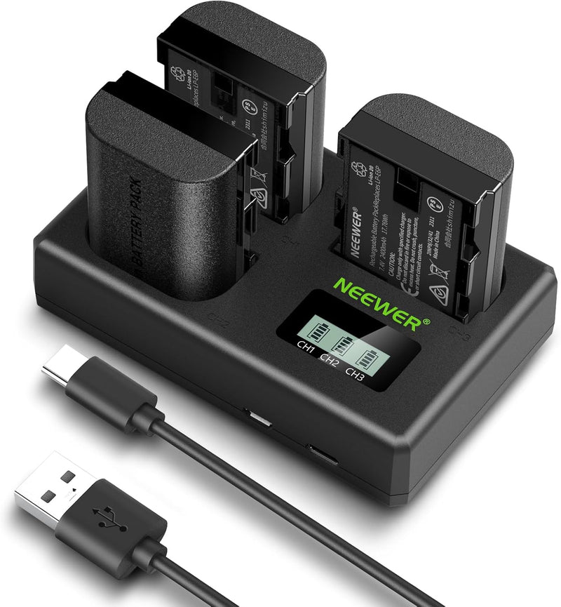 Neewer LP-E6P 2400mAh Battery 3-Pack with USB Charger — main product image
