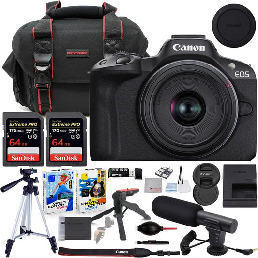 Canon CC-R501845ADV EOS R50 Mirrorless Camera with 18-45mm Lens Bundle
