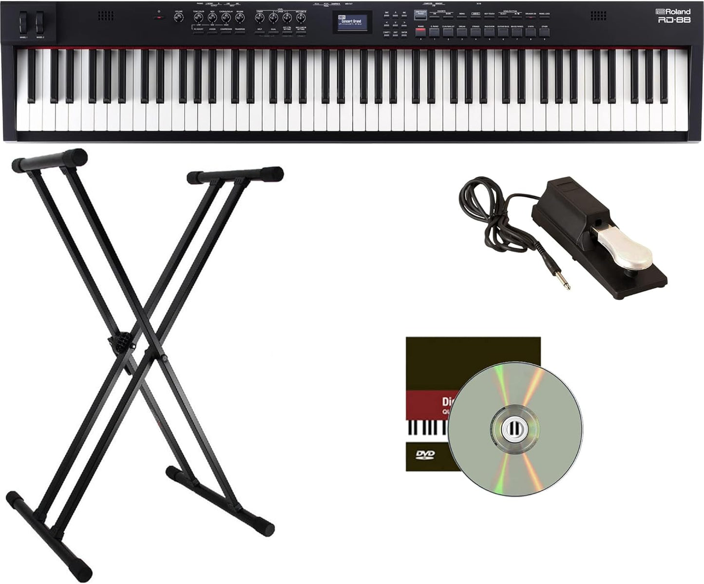 Roland AUS-RD-88-COMBO-DLX RD-88 Stage Piano Bundle - Black