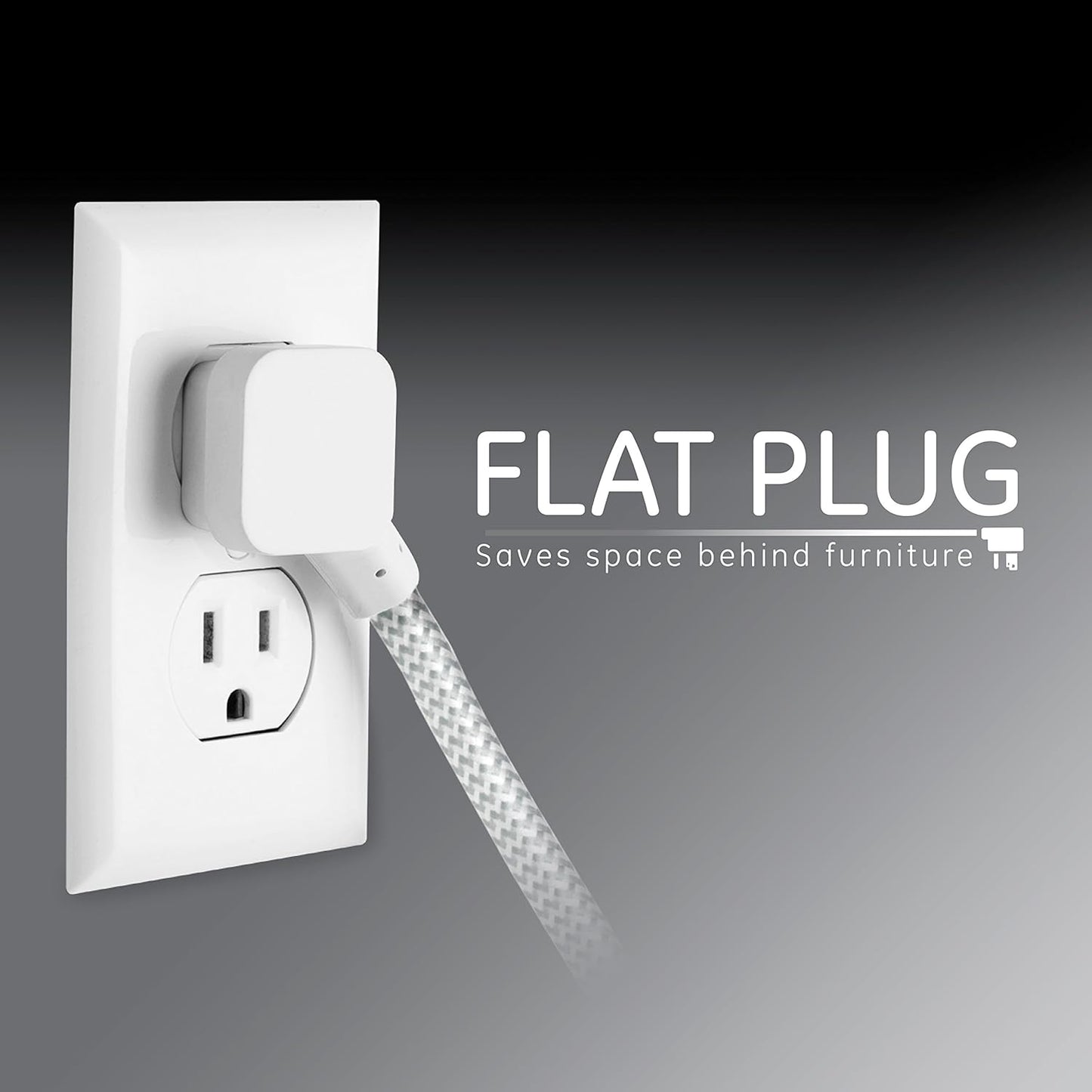 GE 40530 3-Outlet 15 Ft Braided Power Strip