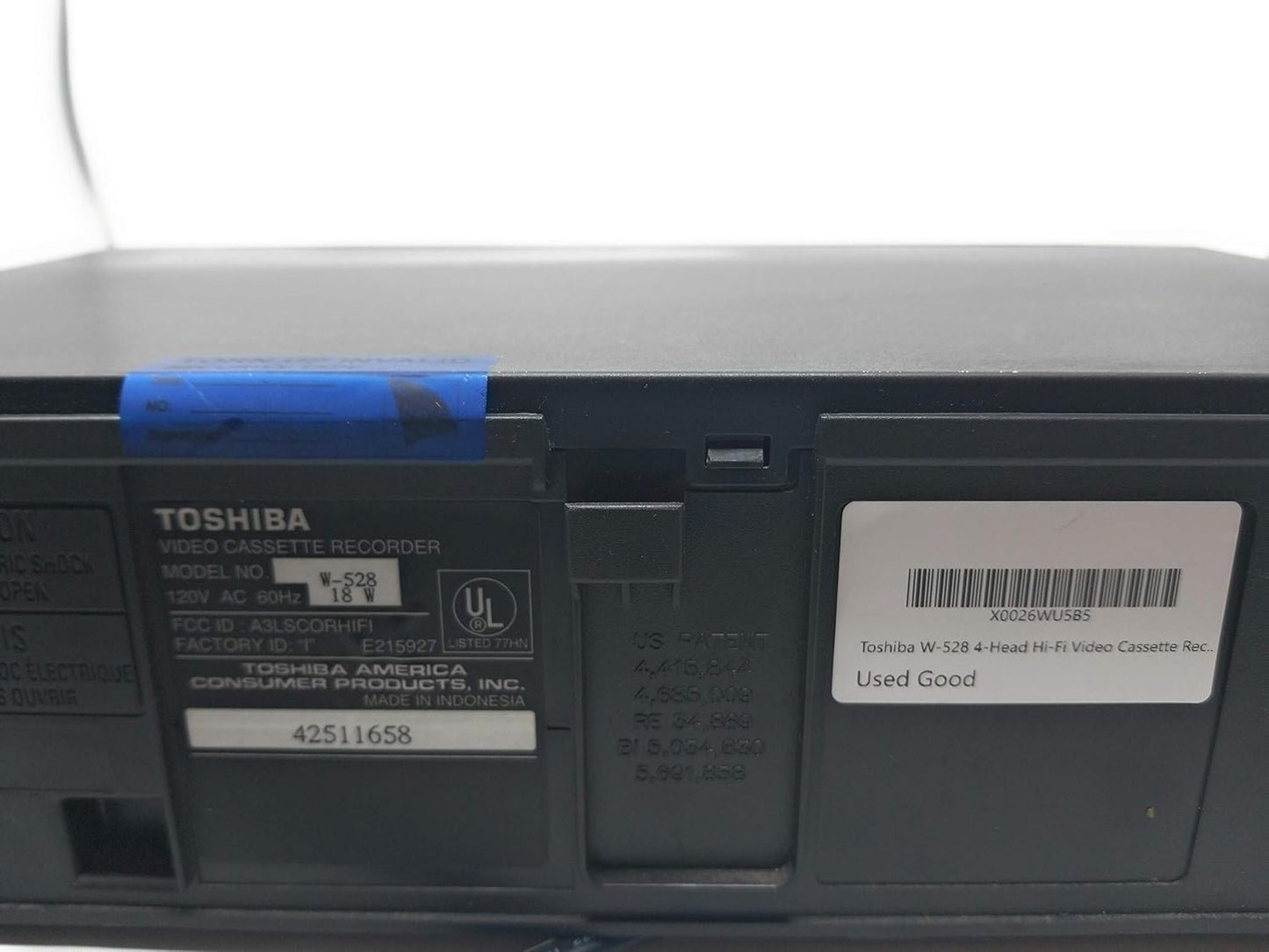 Toshiba w-528 4-Head Hi-Fi Stereo VCR Player
