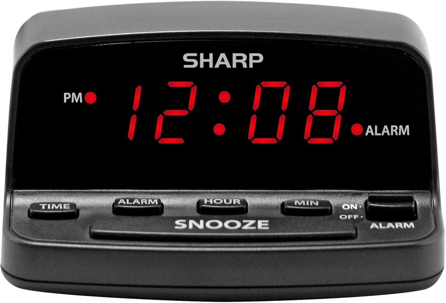 Sharp Digital Alarm Clock Red LED Display Keyboard Controls
