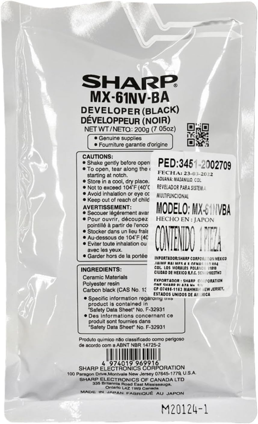 Sharp MX61NVBA Genuine OEM Black Developer