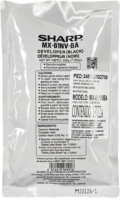 Sharp MX61NVBA Genuine OEM Black Developer