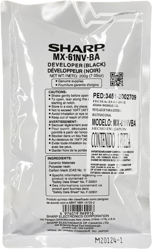 Sharp MX61NVBA Genuine OEM Black Developer