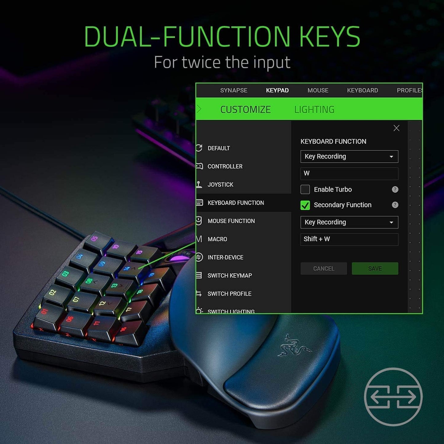 Razer RZ07-03110100-R3U1 Tartarus Pro Analog Gaming Keypad