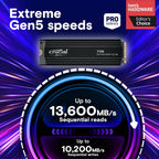 Crucial CT1000T705SSD5 1TB Gen5 NVMe M.2 SSD Heatsink