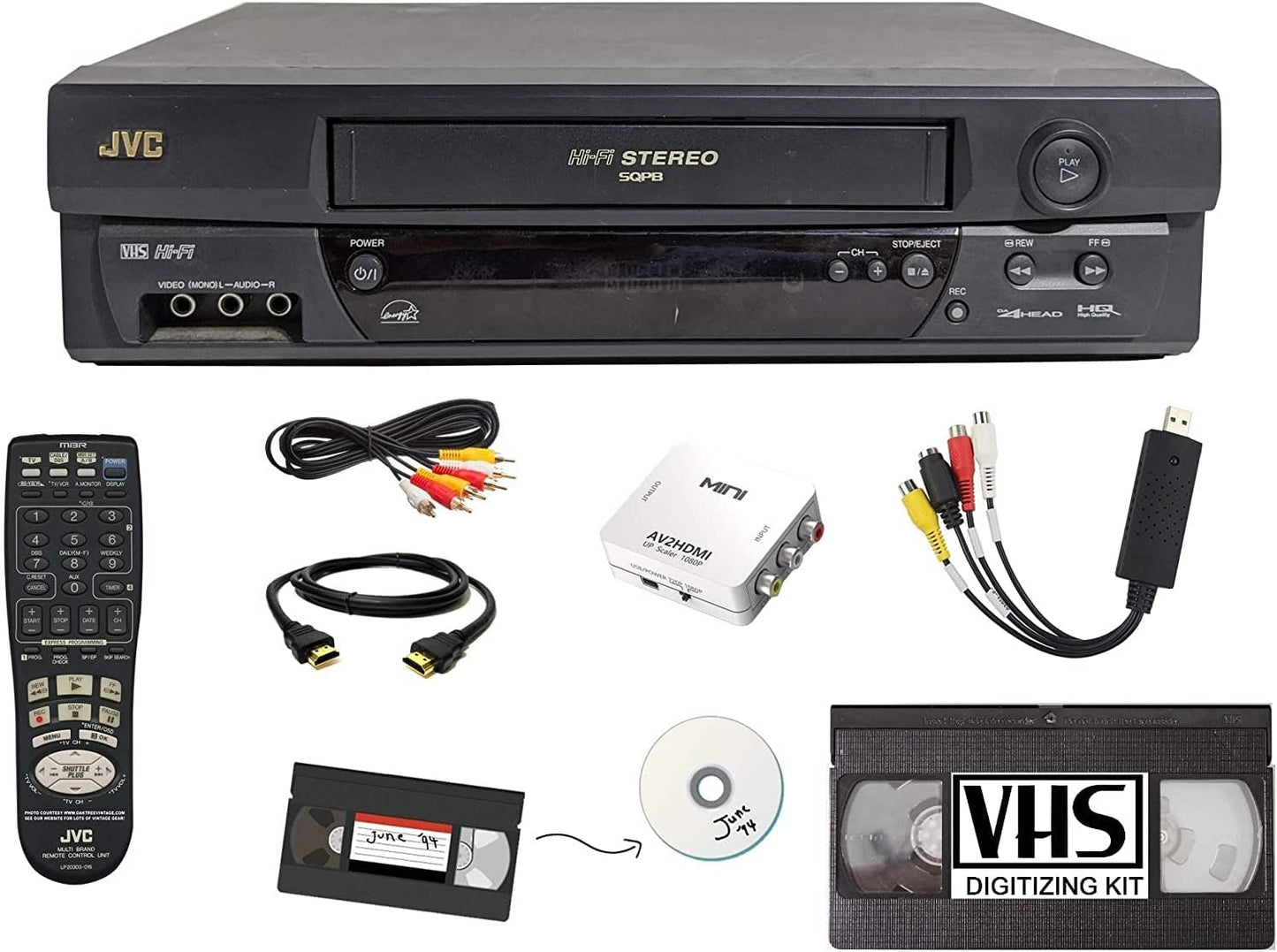 JVC VCR 4 Head VCR+ Renewed Player with Remote