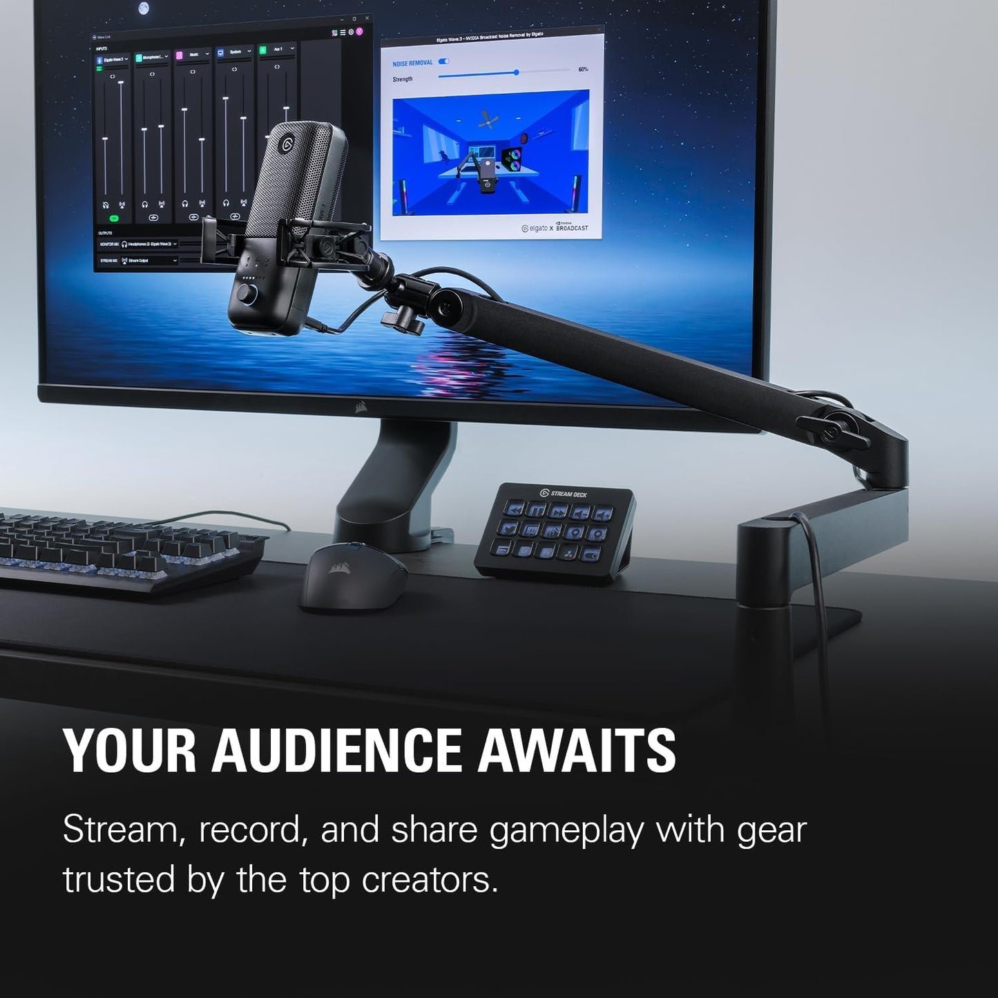 Elgato Wave3 Premium Condenser Microphone and Mic Arm