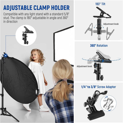 Neewer 90101122 32" 5-in-1 Photography Light Reflector with Clamp