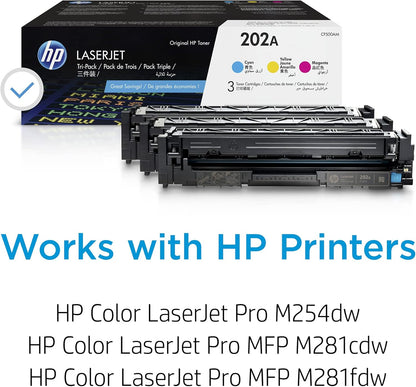 HP CF500AM 202A Color LaserJet Toner Cartridge 3-Pack