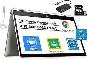 HP 14b-ca0645cl Chromebook x360 HD Touchscreen Bundle