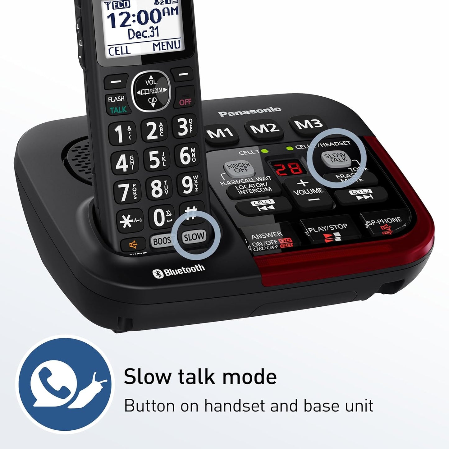 Panasonic KX-TGM430B Amplified Cordless Phone Slow Talk