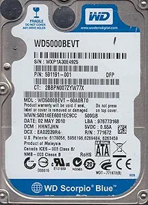 Western Digital Wd5000bevt-60A0rt0 500GB 2.5" Laptop HDD