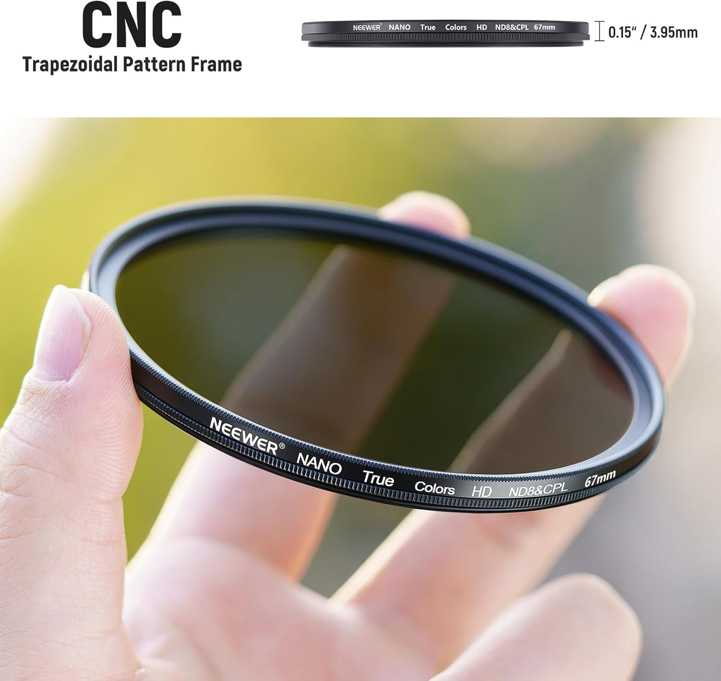 Neewer NW-S SERIES 67mm CPL ND8 Filter: True Color, Nano Coated