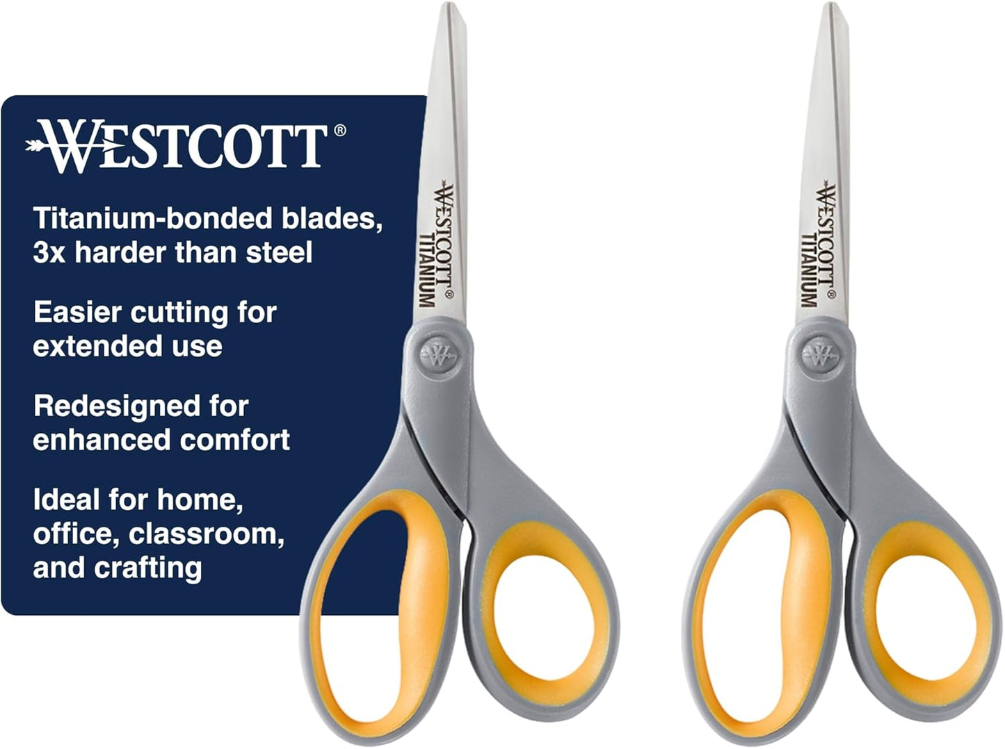 Westcott 13901 8" Titanium Scissors 2-Pack