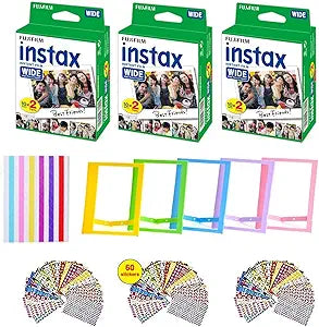 Fujifilm Instax Wide Instant Film - 60 Sheets + Frames & Stickers