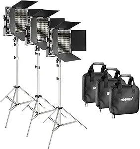 Neewer 90093420 3-Pack 660 LED Video Light Stand Kit — main product image