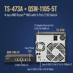 QNAP TS-473A-SW5T-US 4-Bay NAS + 2.5GbE Switch