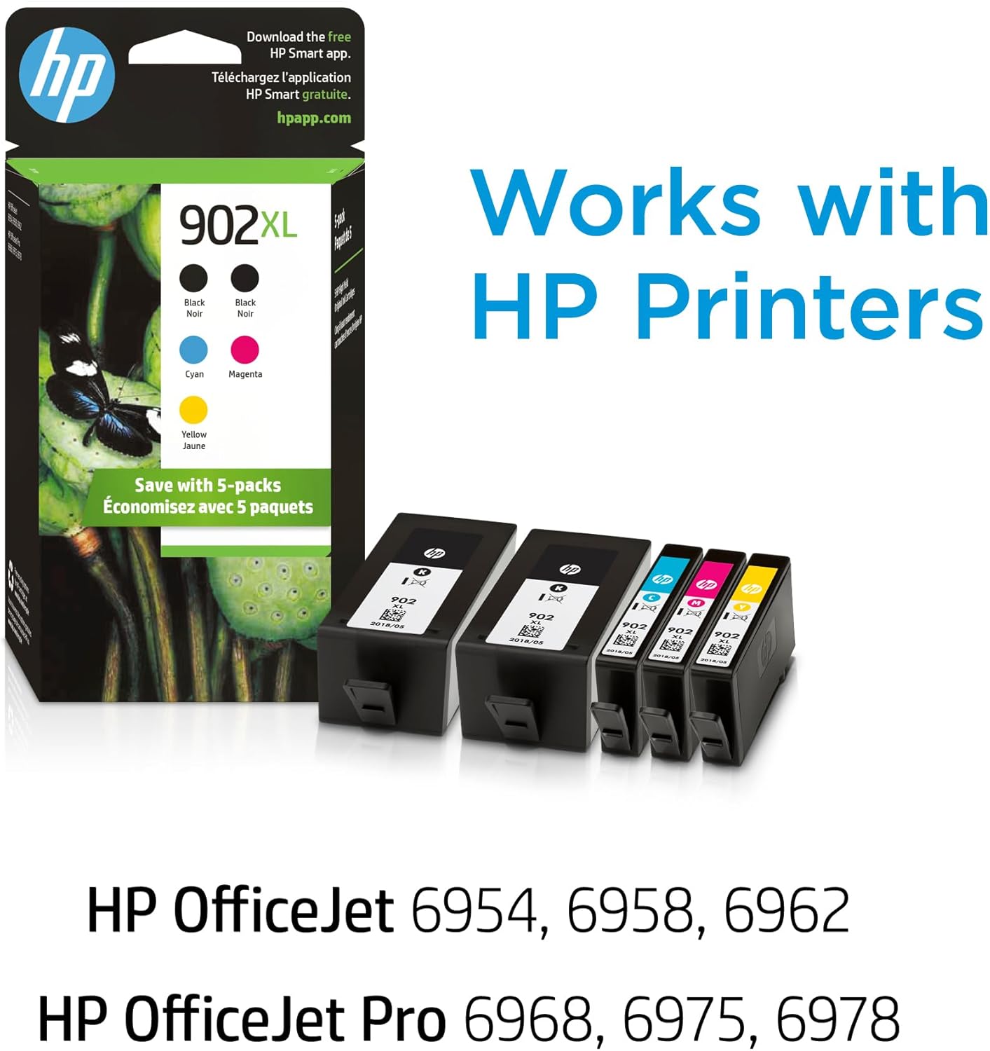 HP 902XL 6ZA01AN High-Yield Ink Cartridge 5-Pack