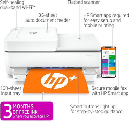 HP ENVY 6455e Wireless Color Inkjet Printer - White
