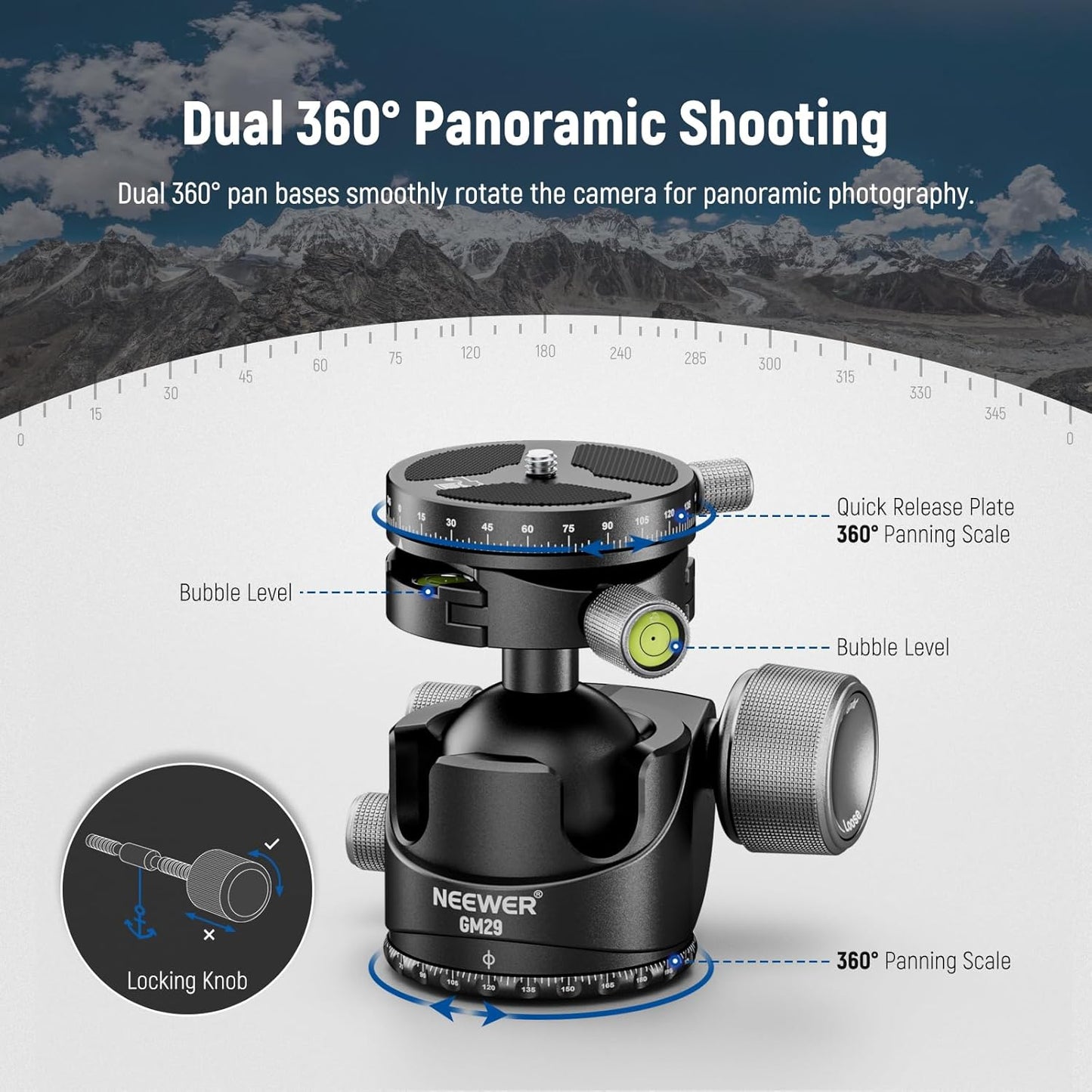 Neewer GM29 Low Profile Ball Head Heavy Duty