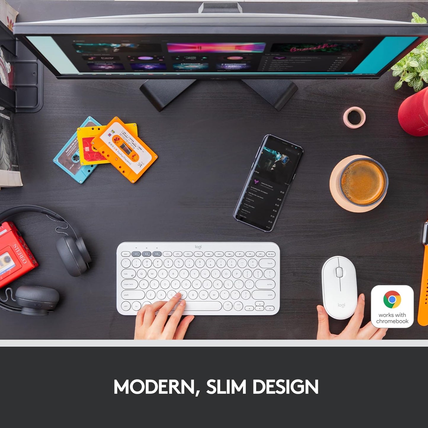 Logitech 910-006345 Slim Bluetooth Mouse for Mac White