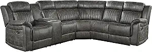 Lexicon 194840153849 Perm 3-Piece Reclining Sectional Sofa Brownish Gray