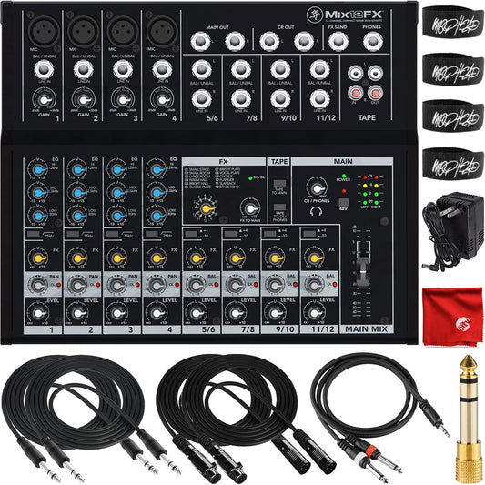 Mackie MACMIX12FXK1 12-Channel Effects Mixer Bundle