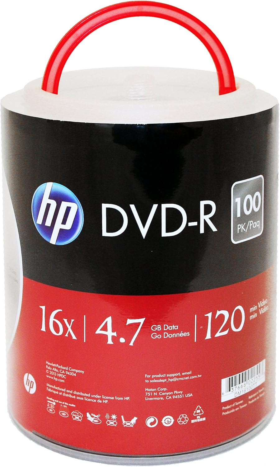 HP FBA_DM16100TT 16X DVD-R 4.7GB 100-Pack Spindle
