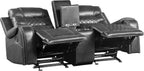 Lexicon S189405GY-2 Microfiber Reclining Loveseat Console Gray