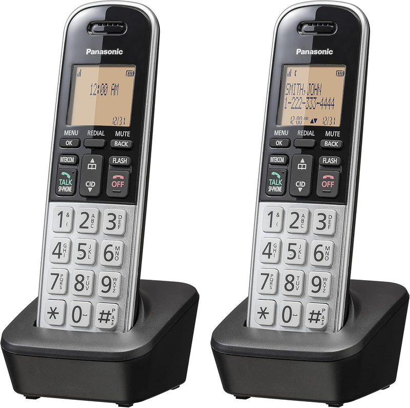 Panasonic KX-TGB812S Compact Cordless Phone 2-Handset Black/Silver — main product image