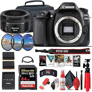Canon 1263C004 EOS 80D DSLR - Body, Lens & Kit (Renewed)