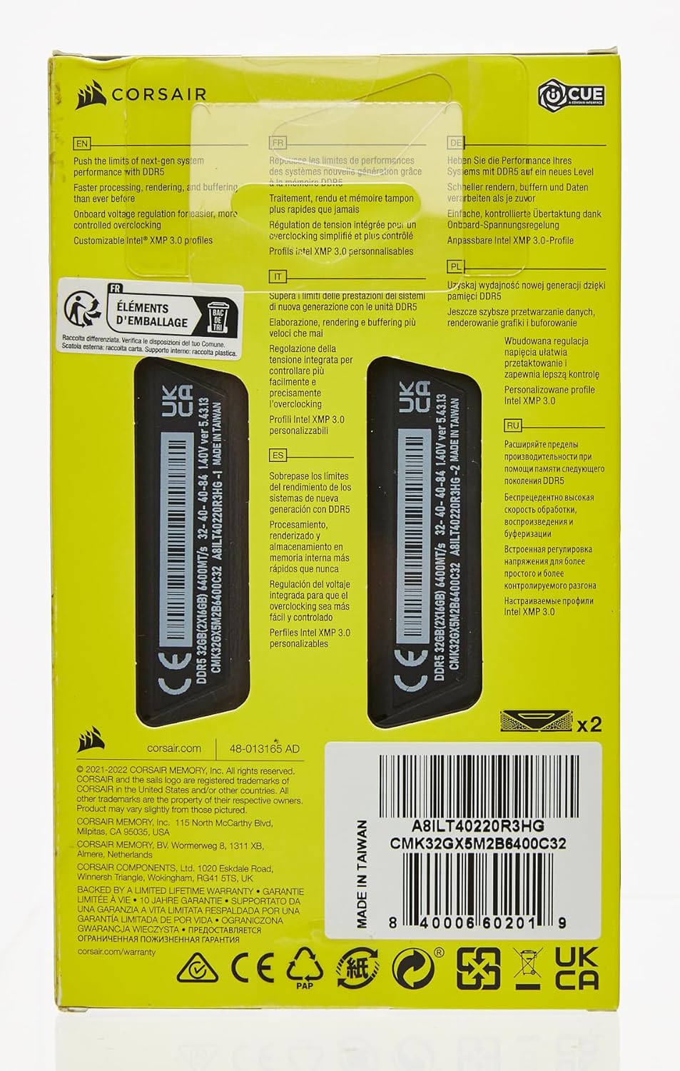 Corsair CMK32GX5M2B6400C32 Vengeance 32GB DDR5 6400MHz RAM