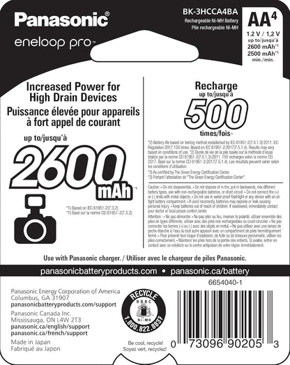 Panasonic BK-3HCCA4BA eneloop Pro AA Rechargeable Batteries
