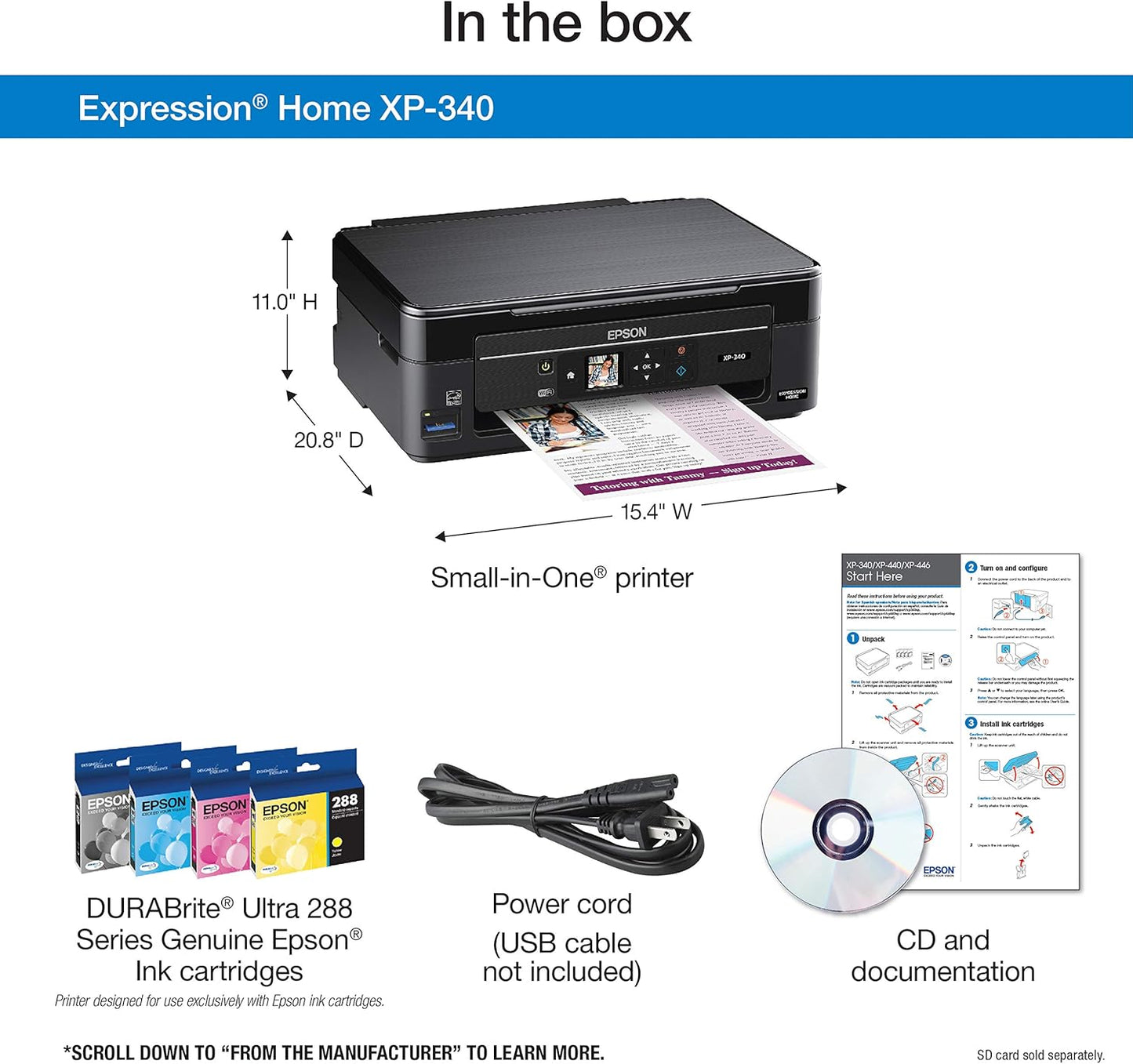 Epson XP-340 Expression Home Wireless Color Photo Printer
