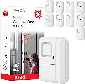 GE 76610 Personal Security Window and Door Alarm 10-Pack