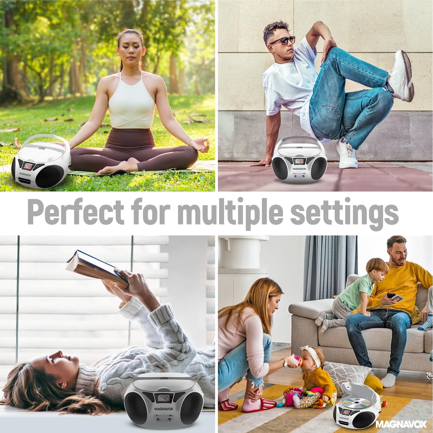 Magnavox MD6924-WH Portable CD Boombox White