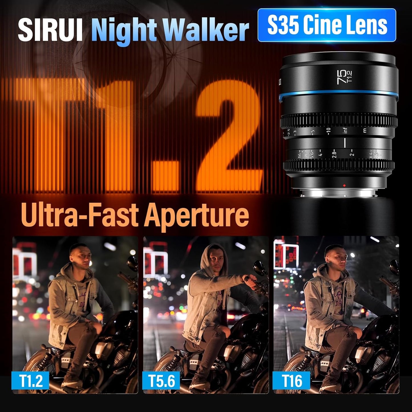 Sirui MS75L-B-AM Night Walker 75mm T1.2 Cine Lens - L Mount