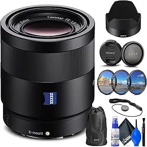 Sony Sonnar T FE 55mm f/1.8 ZA - Lens Bundle (SEL55F18Z) Renewed