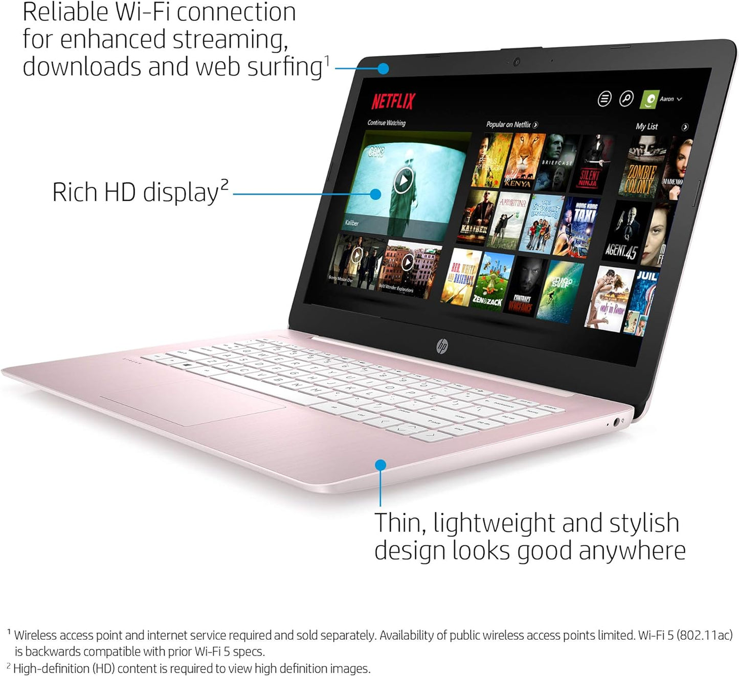 HP 14-cb188nr: Stream 14" Laptop, Celeron, 4GB, 64GB eMMC, Rose Pink