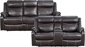 Lexicon Miramar Dark Brown Microfiber Reclining Sofa Set