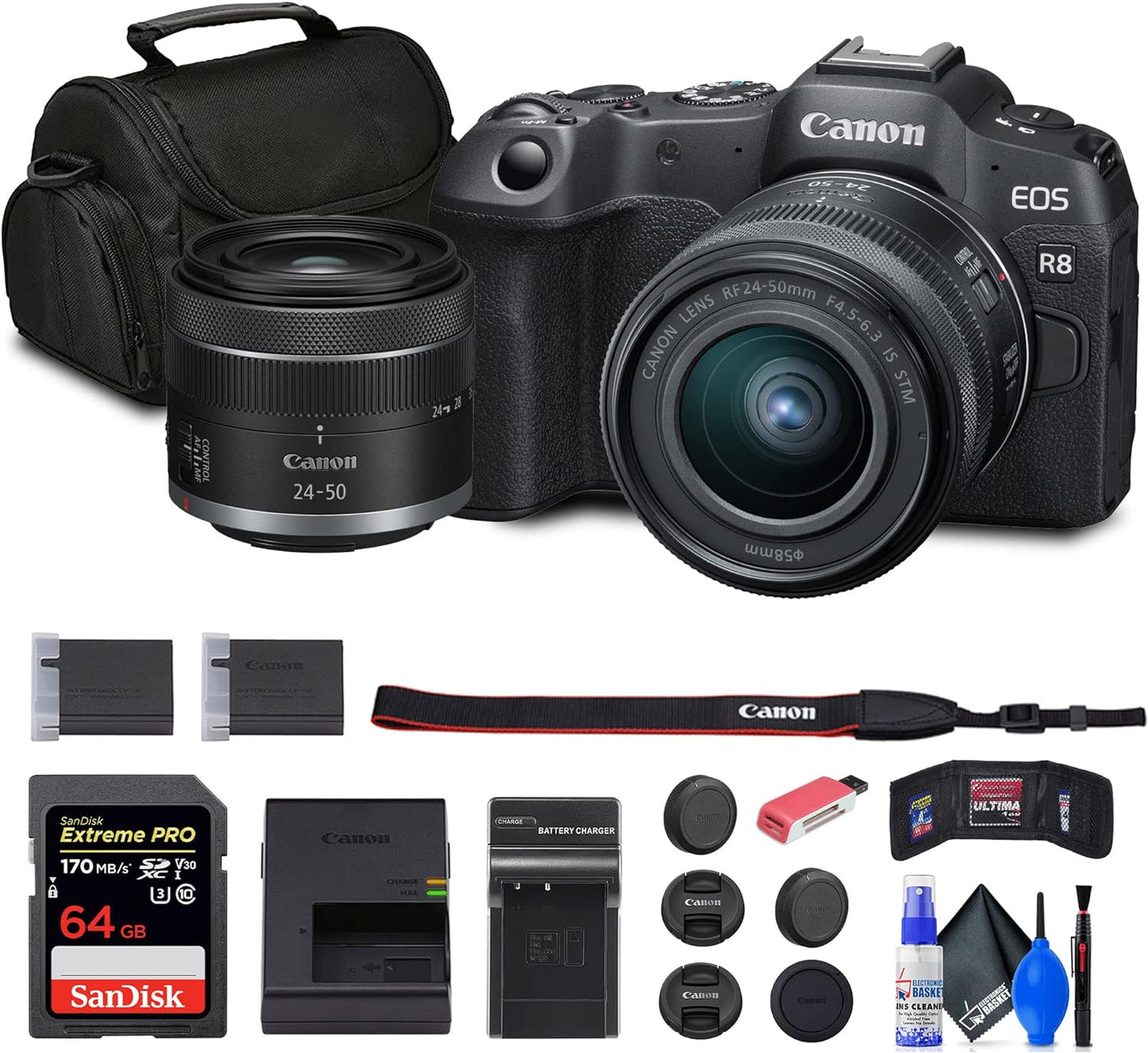 Canon 5803C012 EOS R8 Mirrorless Camera + 24-50mm Lens