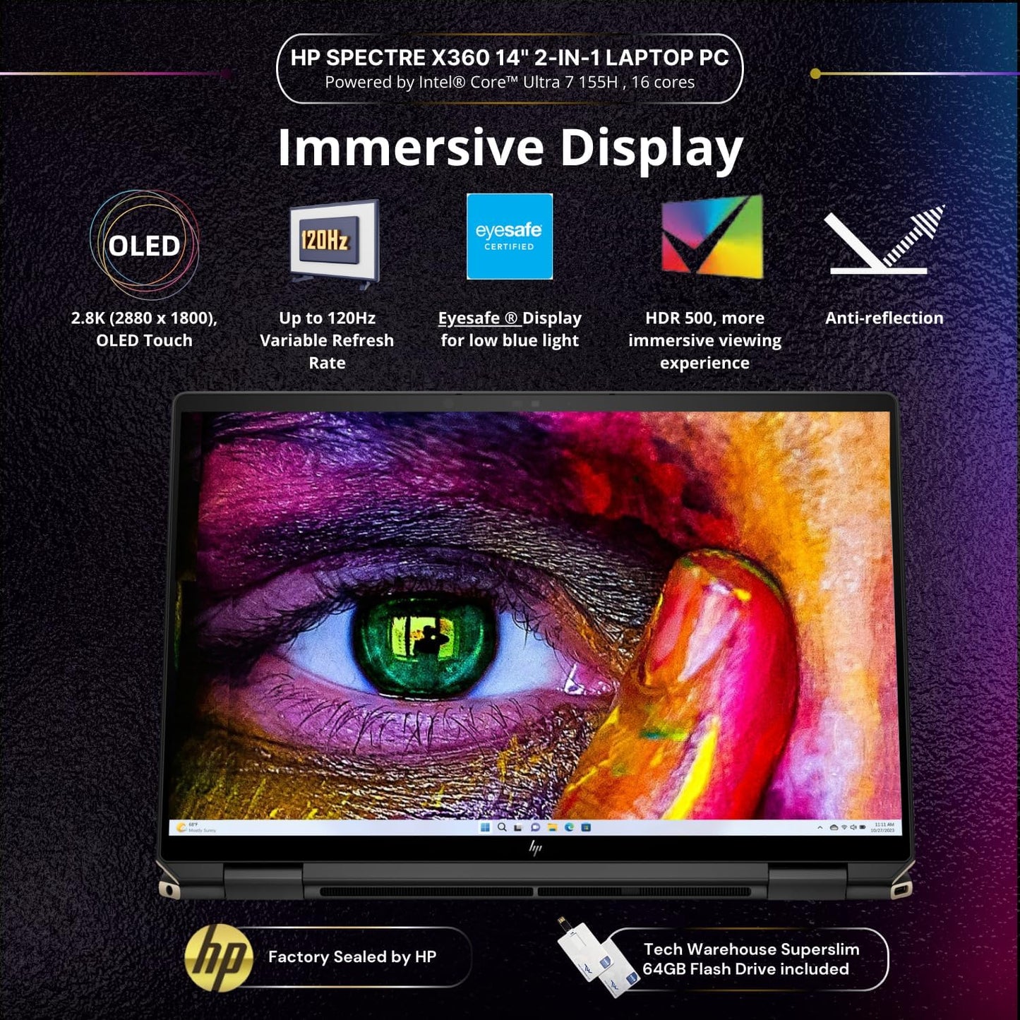 HP Spectre 14T x360 Intel Ultra 7 OLED Touch Laptop