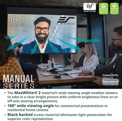 Elite Screens M80UWH 80-Inch Manual Projector Screen