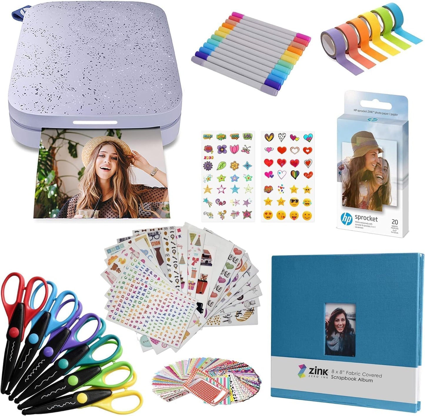 HP HPIKSPK3PRAMZ Sprocket Printer Bundle - Portable 2x3 - Lilac