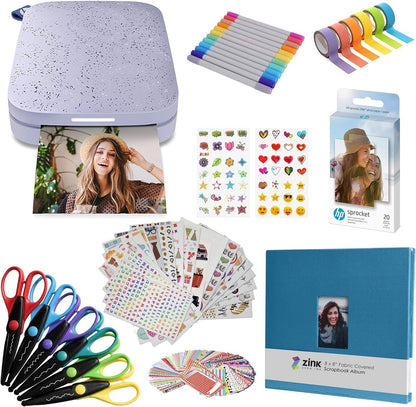 HP HPIKSPK3PRAMZ Sprocket Printer Bundle - Portable 2x3 - Lilac