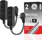GE Pro Mini 53240 3-Outlet Power Strip, 2 Pack, Black/Gray