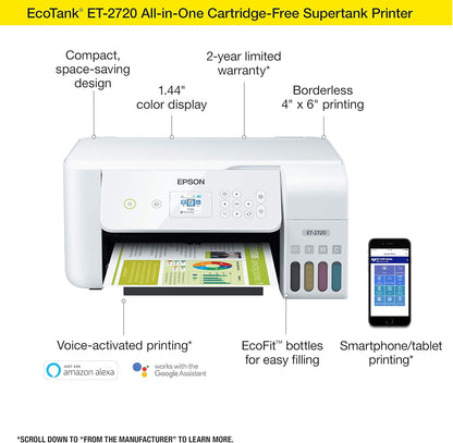 Epson ET-2720 EcoTank Wireless All-in-One Printer - White