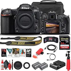 Nikon 1559 D500 DSLR Camera Body + Accessories (Renewed)